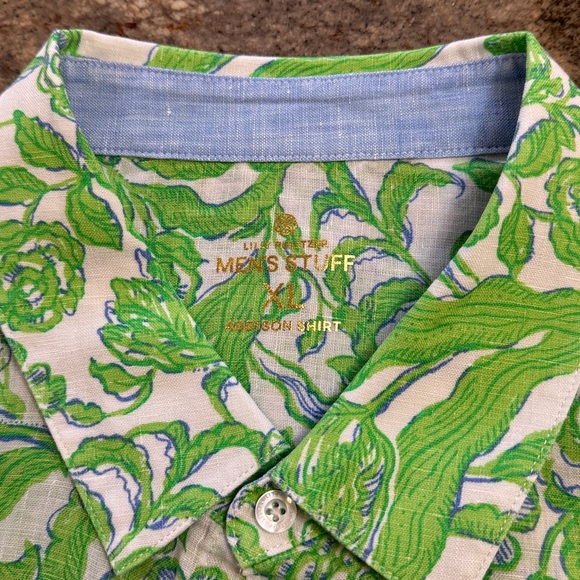 Lilly Pulitzer Addison Green Floral Men's Shirt - Picture 6 of 7